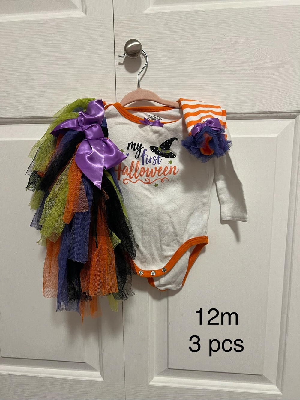 My First Halloween Orange & White Baby Costume Set